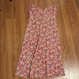 Express World Brand Vintage Y2k Floral Maxi Dress Red Cottage-core Paisley Retro